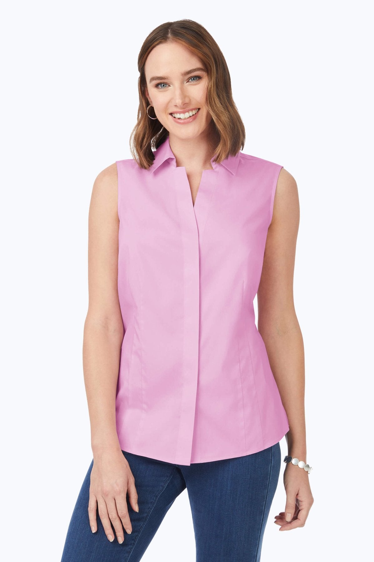 Taylor Essential Stretch Non-Iron Sleeveless Shirt #color_orchid bouquet