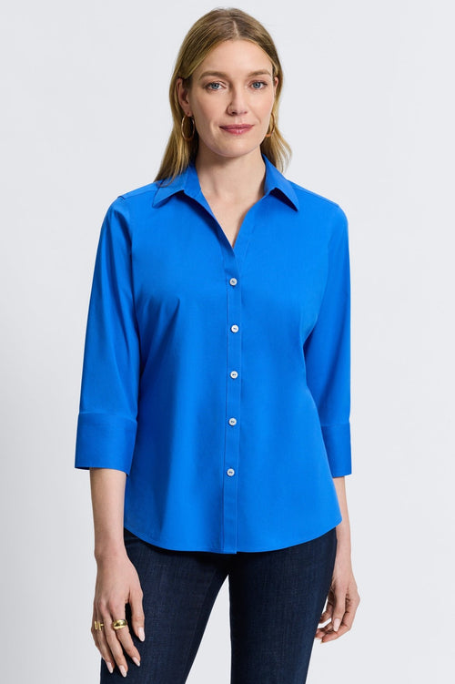 Mary Stretch No Iron 3/4 Sleeve Shirt- Foxcroft