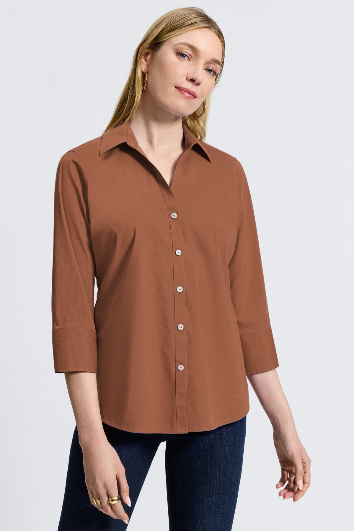 Mary No Iron Stretch 3/4 Sleeve Shirt