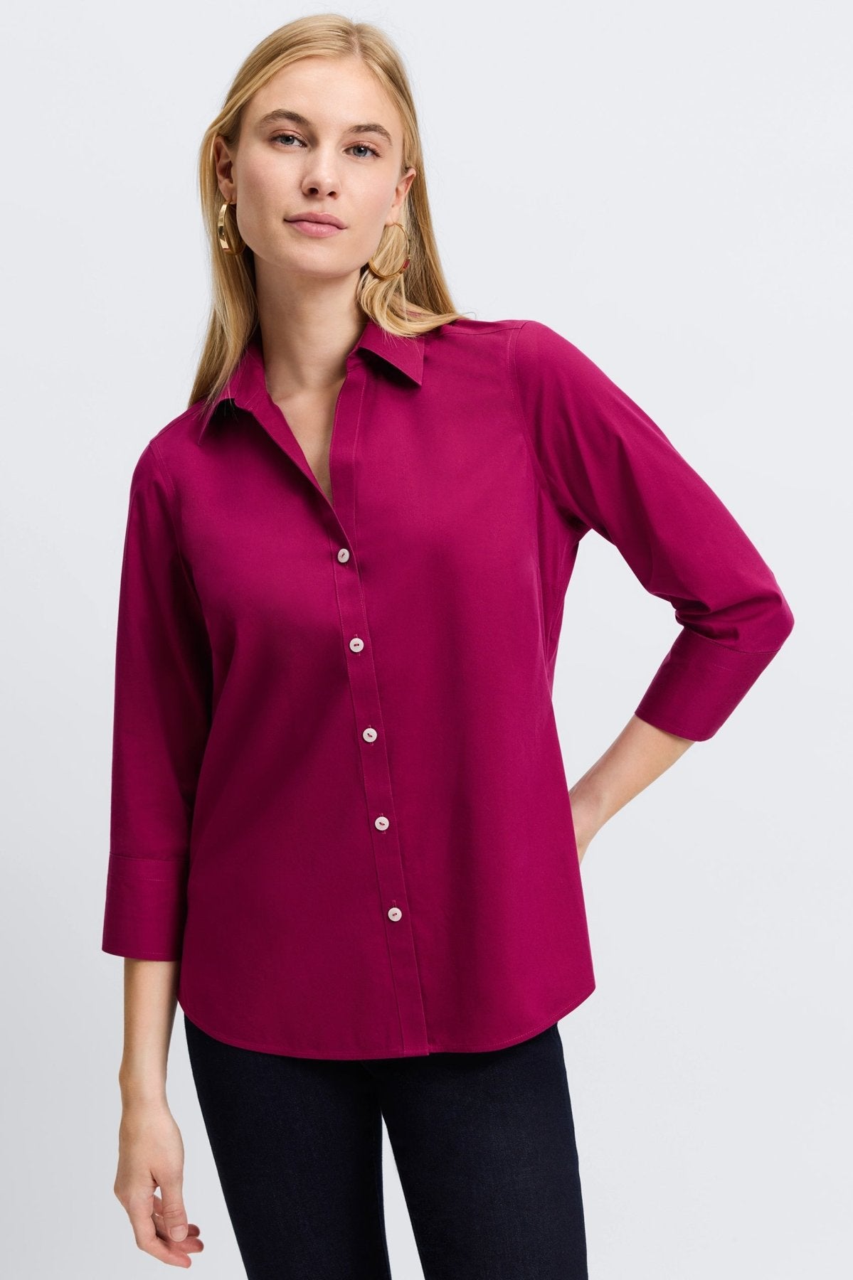 Mary No Iron Stretch 3/4 Sleeve Shirt