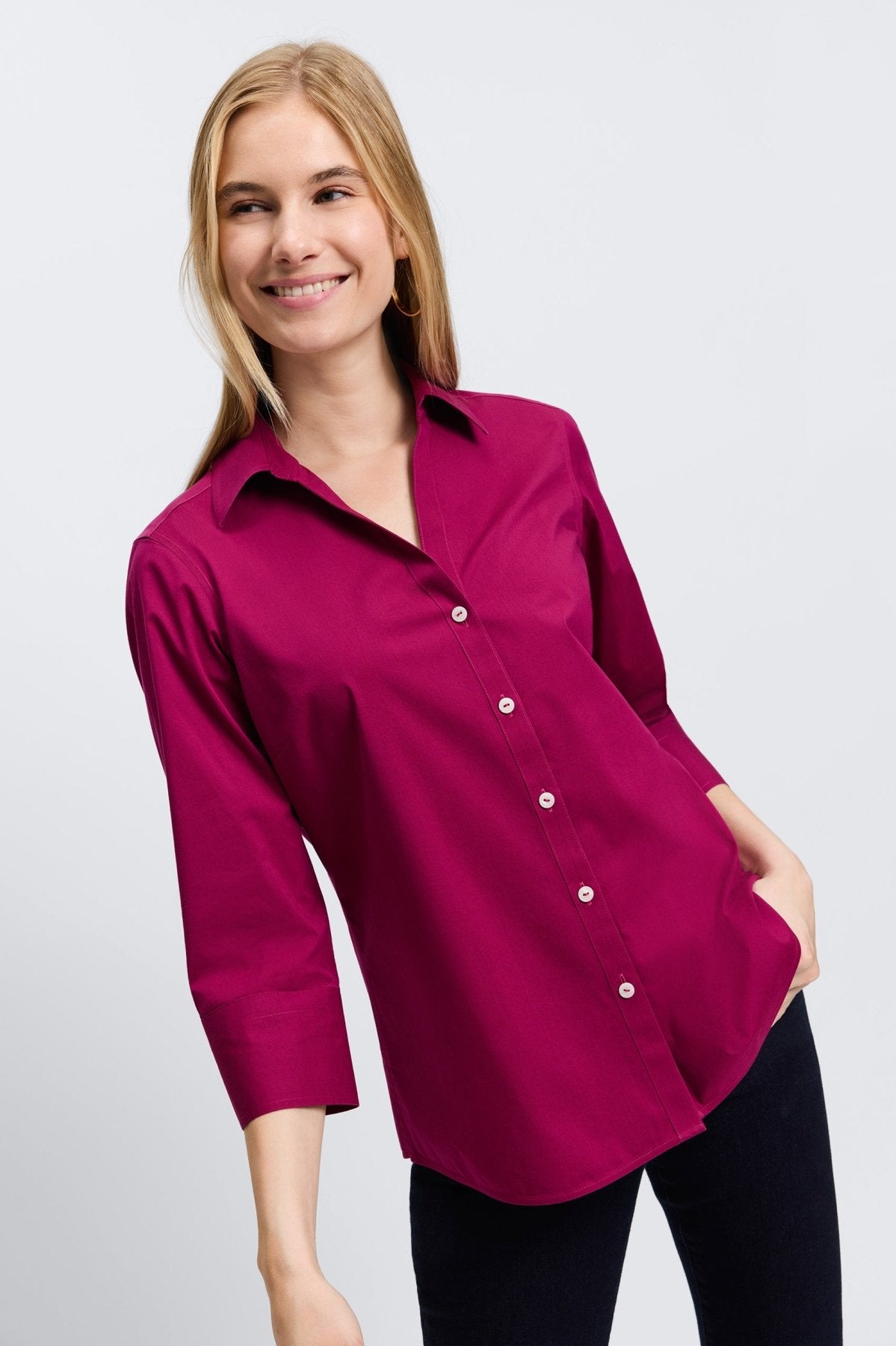 Mary No Iron Stretch 3/4 Sleeve Shirt