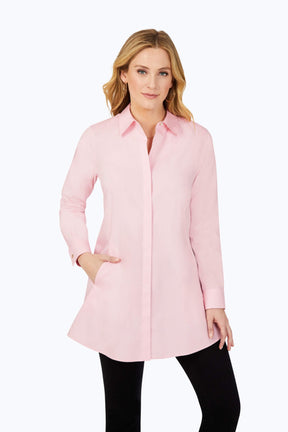 Cici No Iron Pinpoint Long Sleeve Tunic