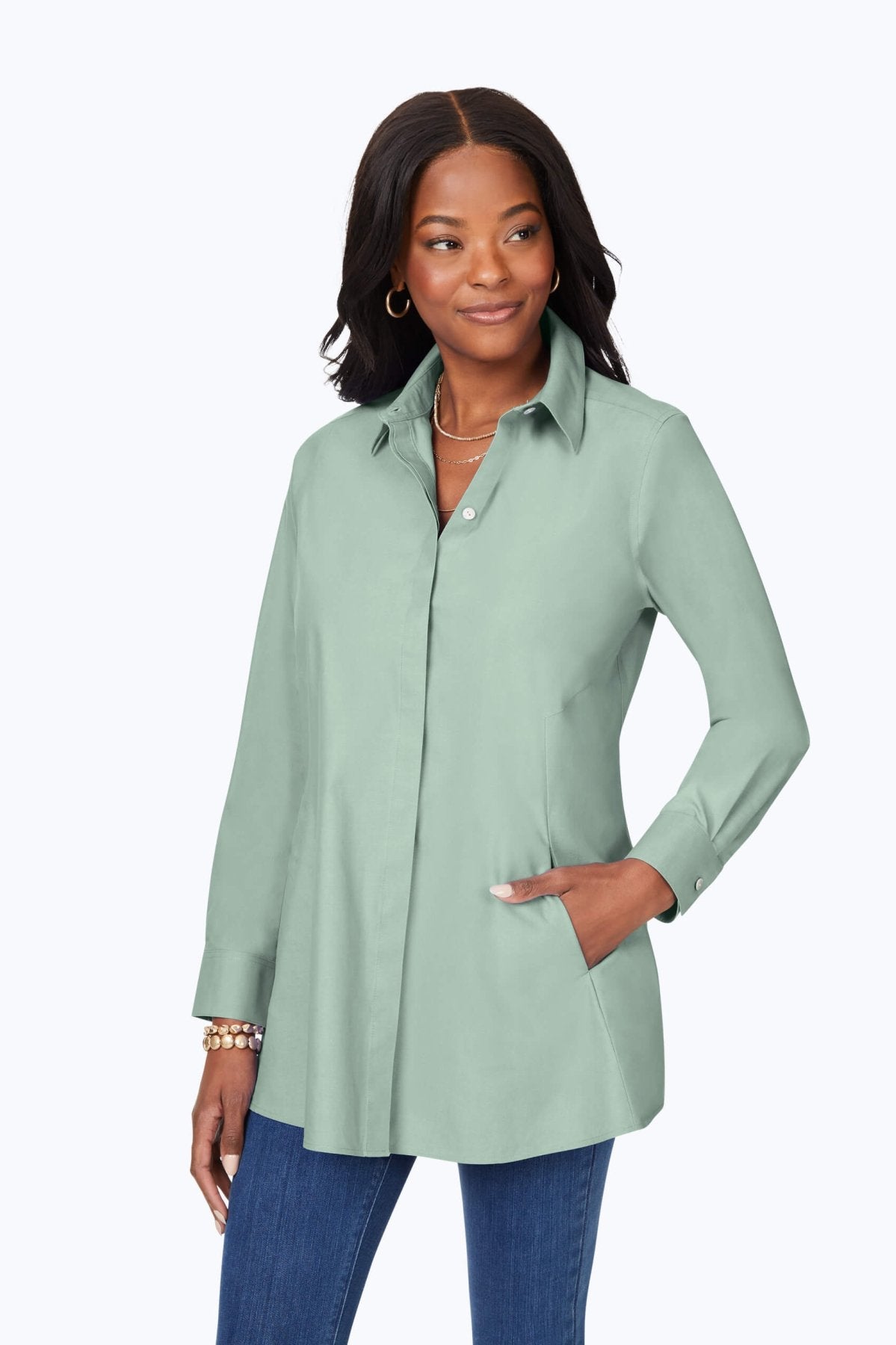 Cici Essential Pinpoint No Iron Tunic