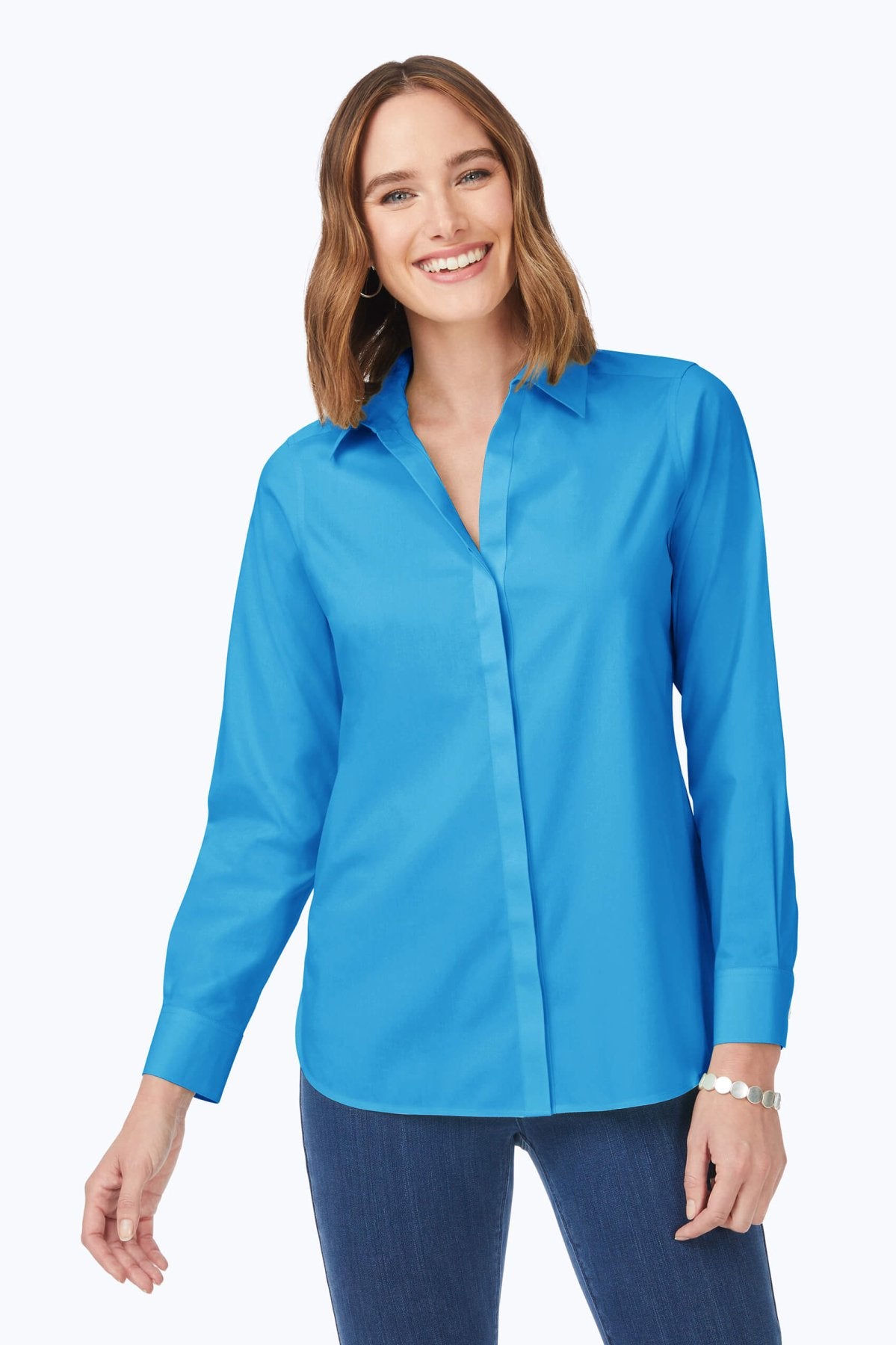 Kylie Essential Stretch Non-Iron Shirt #color_blue breeze