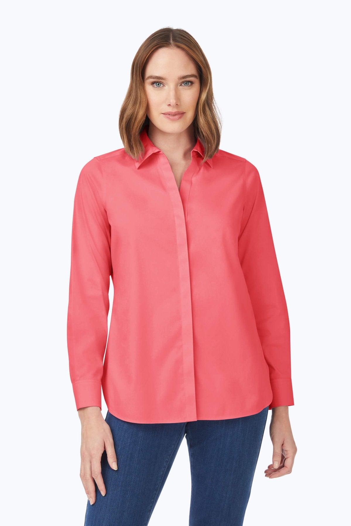 Kylie Essential Stretch Non-Iron Shirt #color_coral sunset