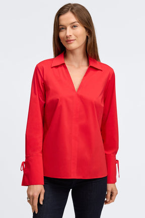 Carla Stretch No Iron Tie Sleeve Popover