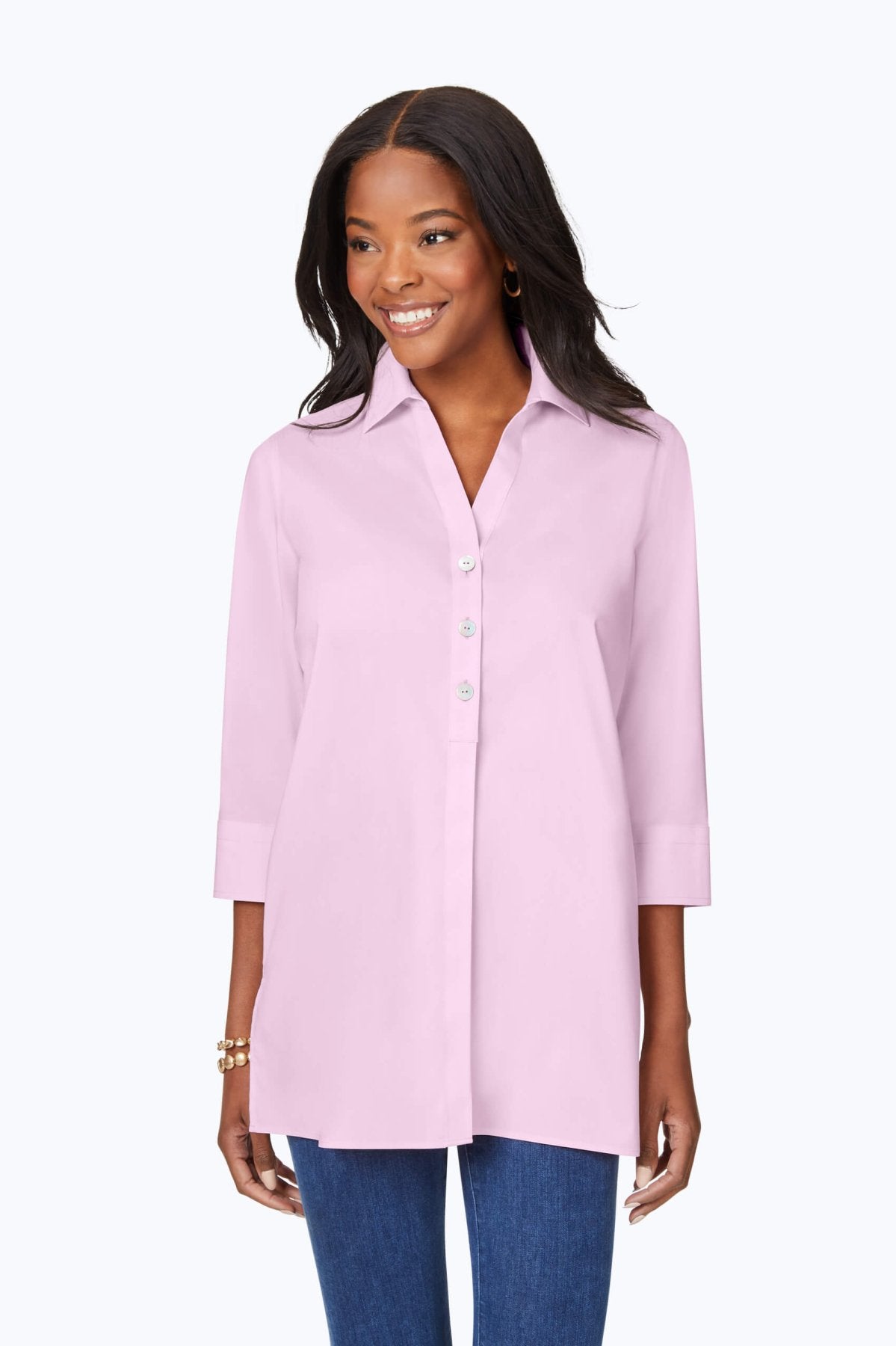 Pamela Stretch Non-Iron Tunic #color_pink whisper