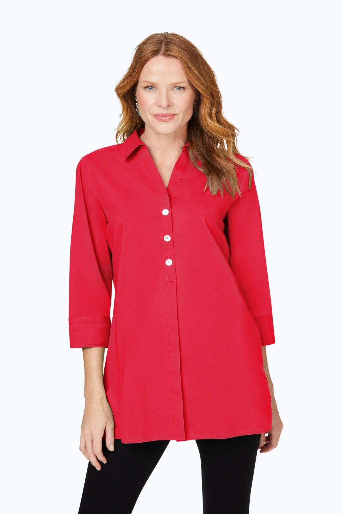 Pamela Stretch Non-Iron Tunic #color_sweet cherry