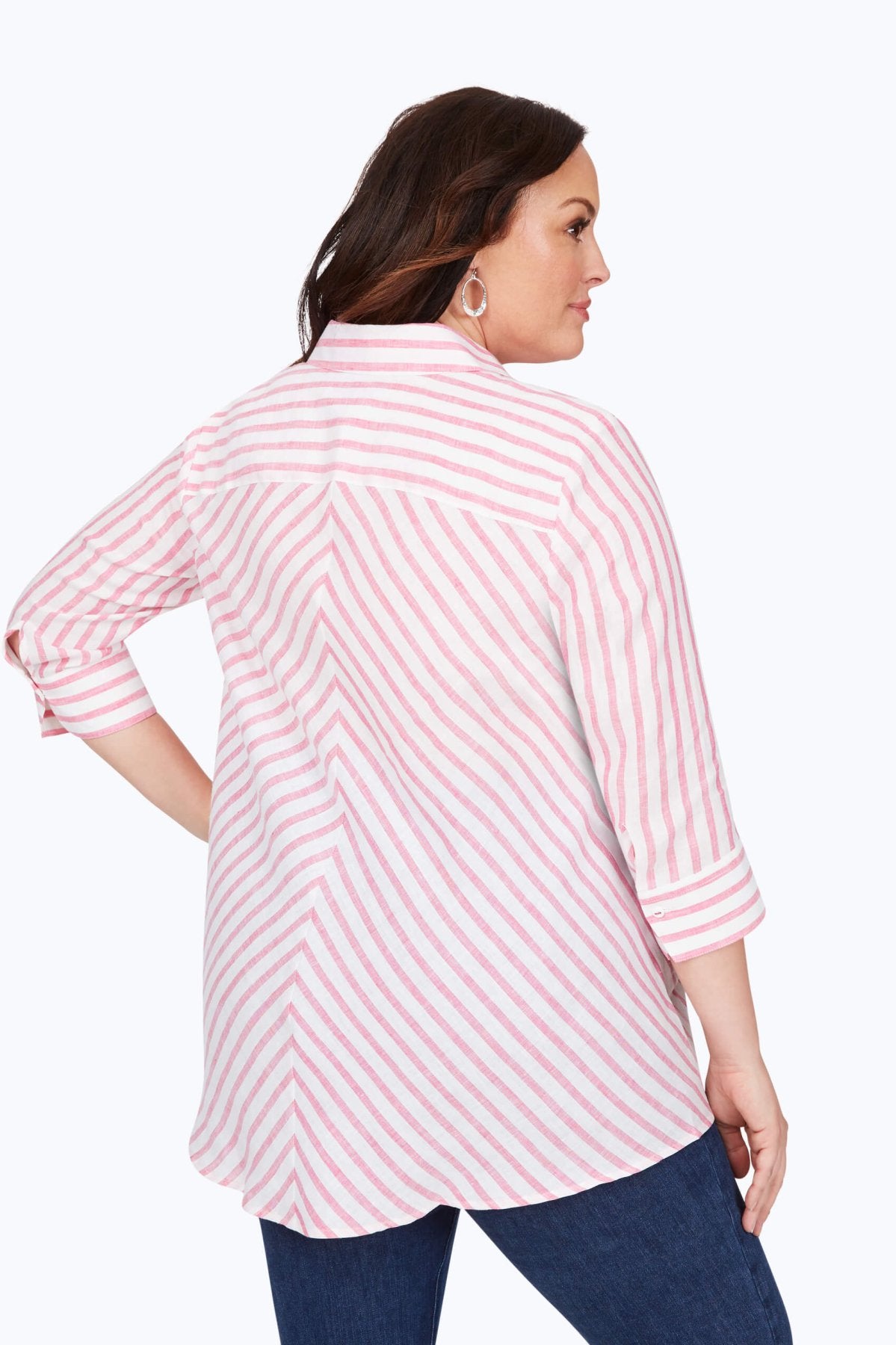 Carlene Plus Easy-Care Stripe Linen Tunic