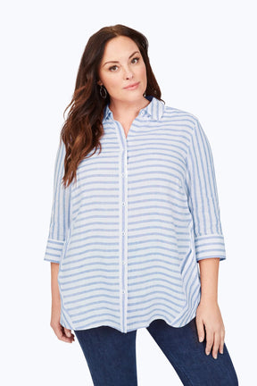 Carlene Plus Easy-Care Stripe Linen Tunic