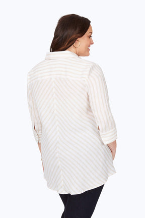 Carlene Plus Easy-Care Stripe Linen Tunic