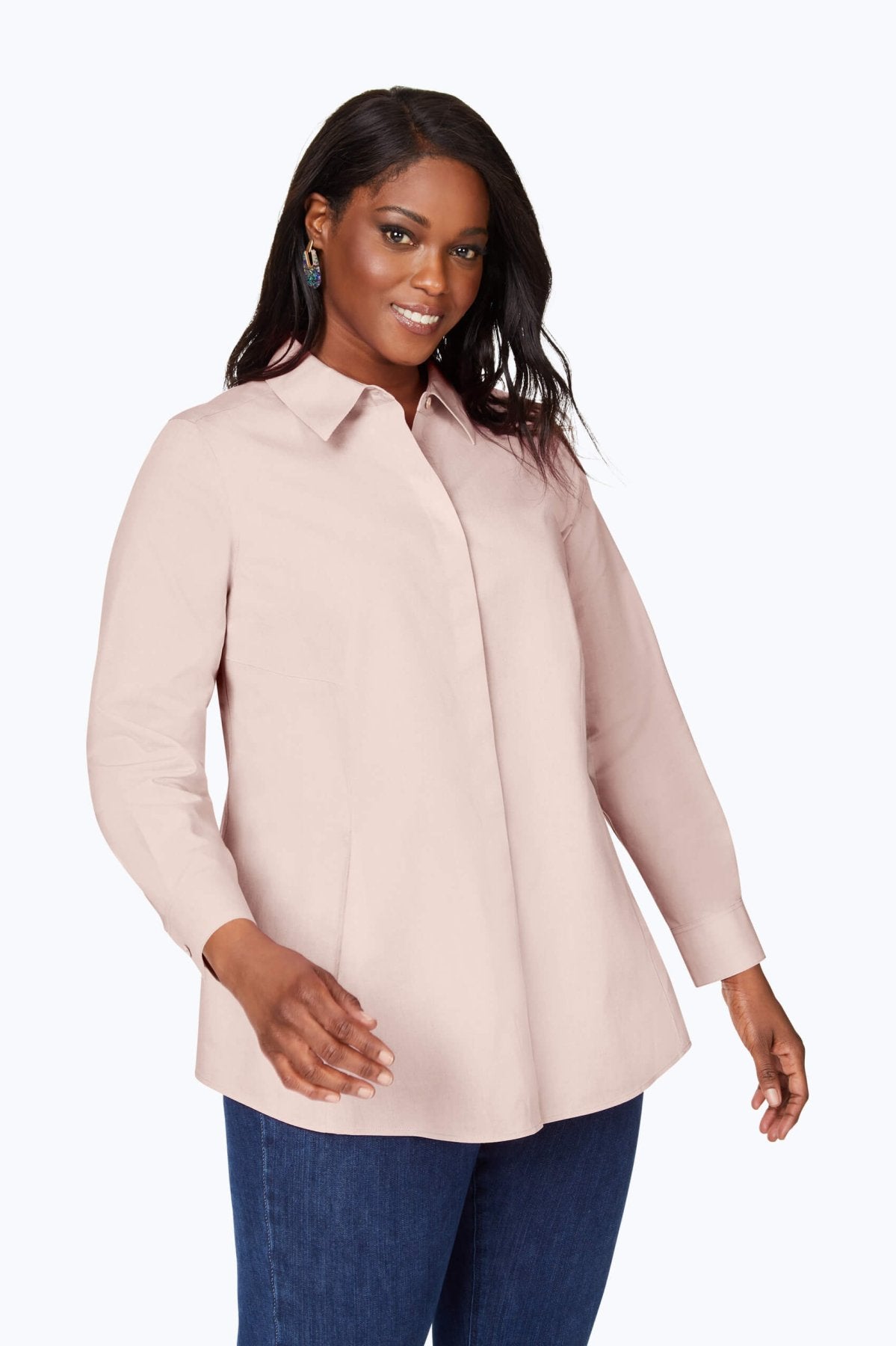 Cici Plus Pinpoint Non-Iron Tunic