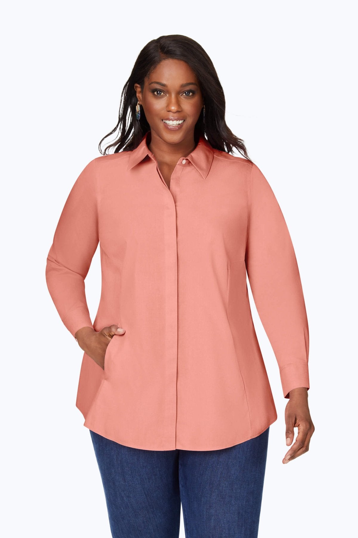 Cici Plus Pinpoint Non-Iron Tunic