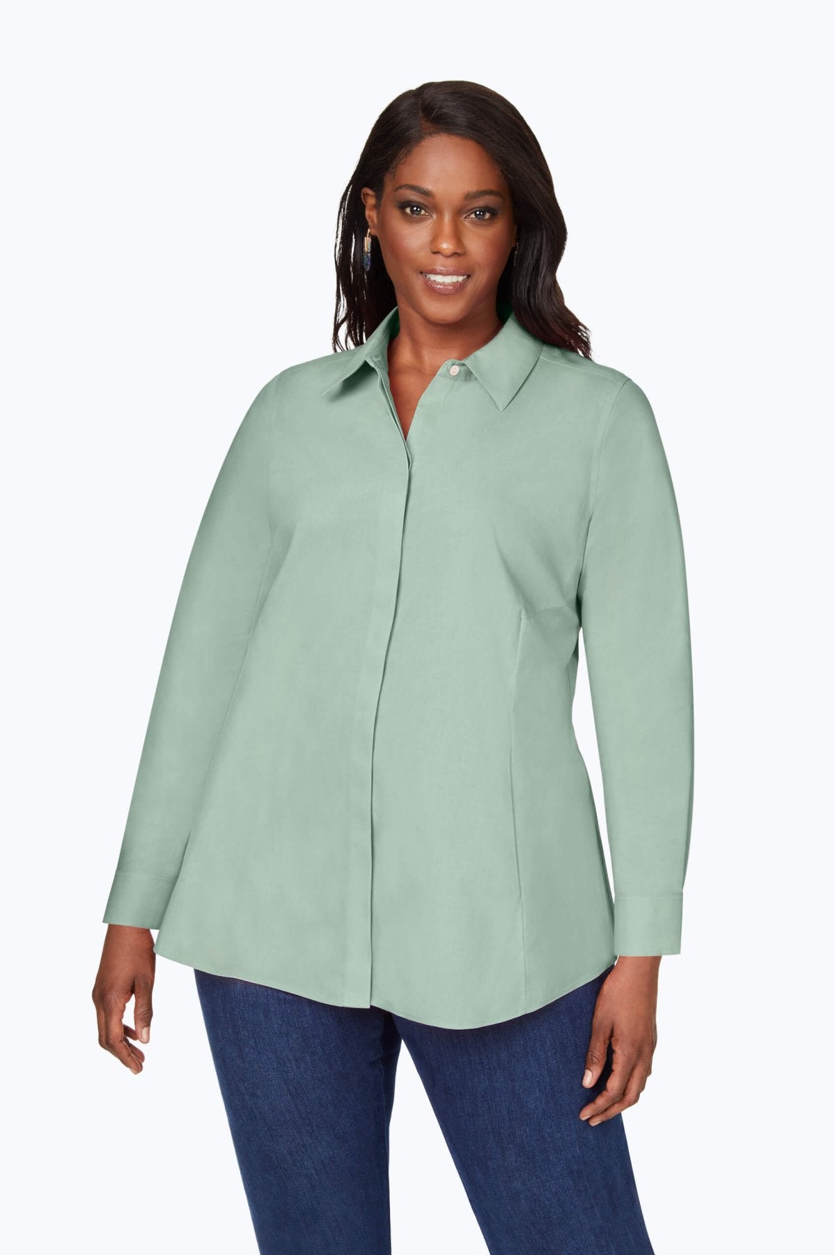 Cici Plus Pinpoint Non-Iron Tunic