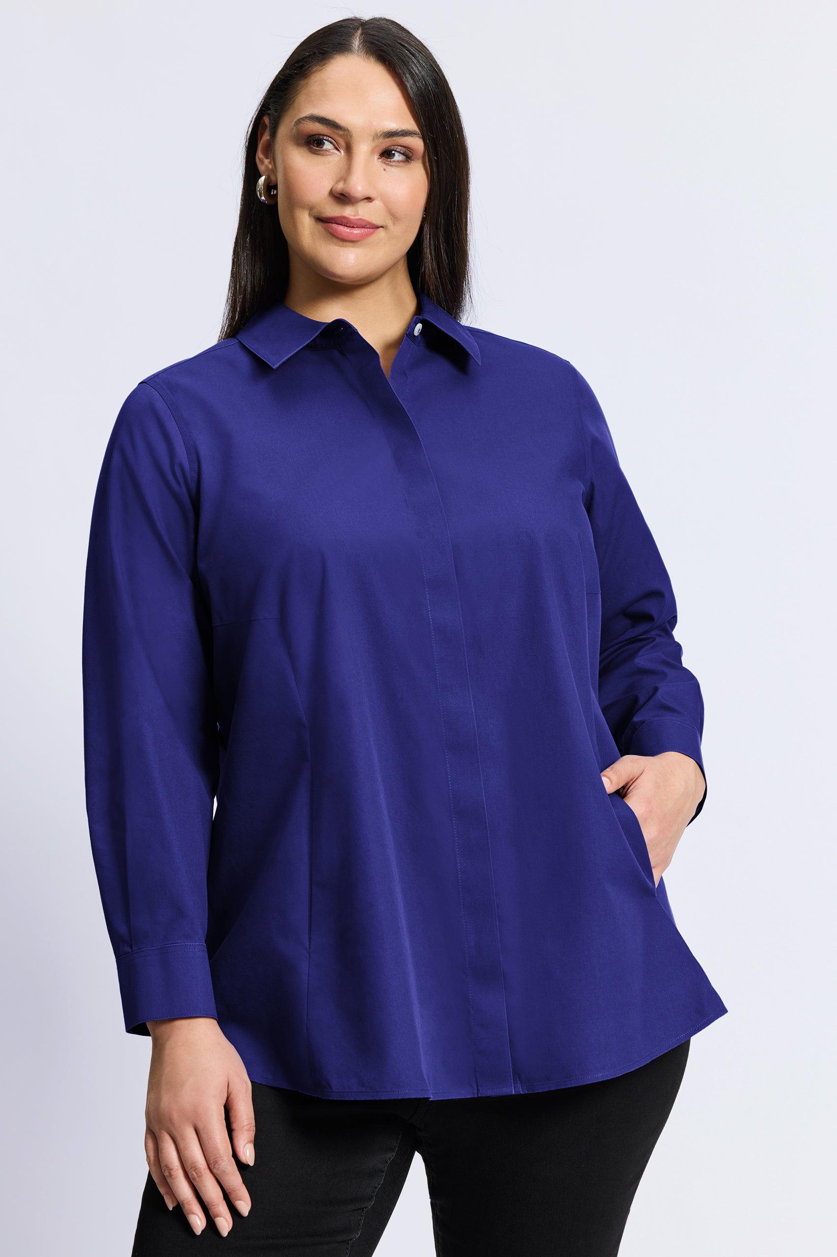 Cici Plus Essential Pinpoint No Iron Tunic