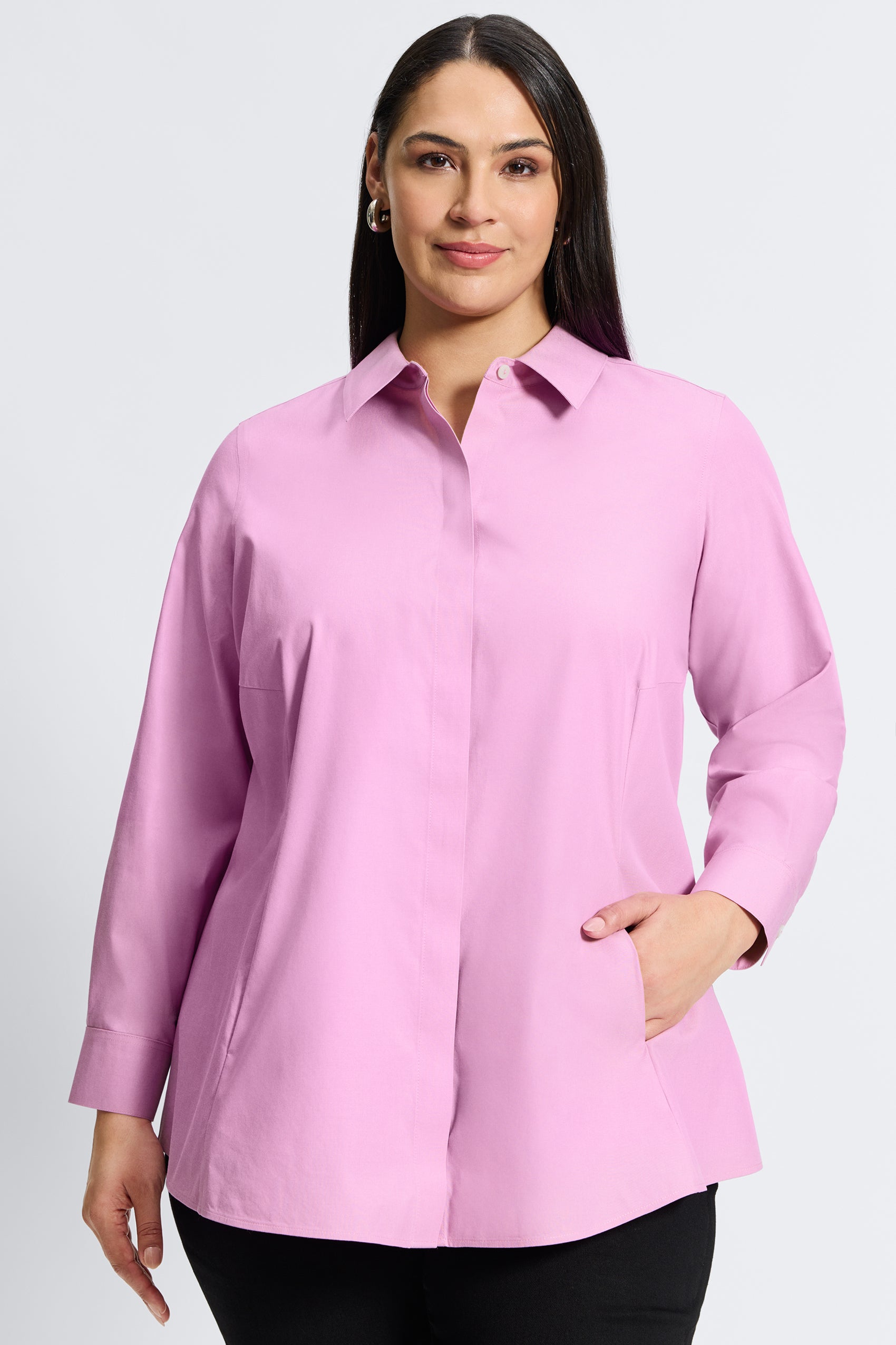 Cici Plus Essential Pinpoint No Iron Tunic