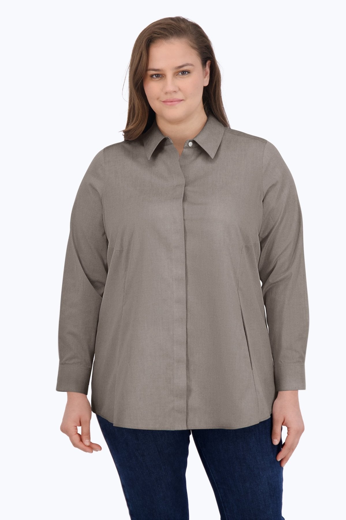 Cici Plus Essential Pinpoint No Iron Tunic