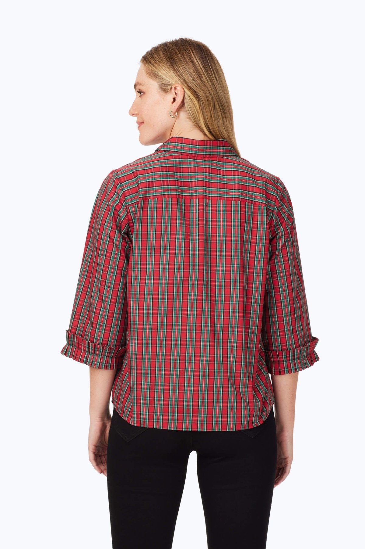 Ruffle Cuff Tartan Non-Iron Shirt