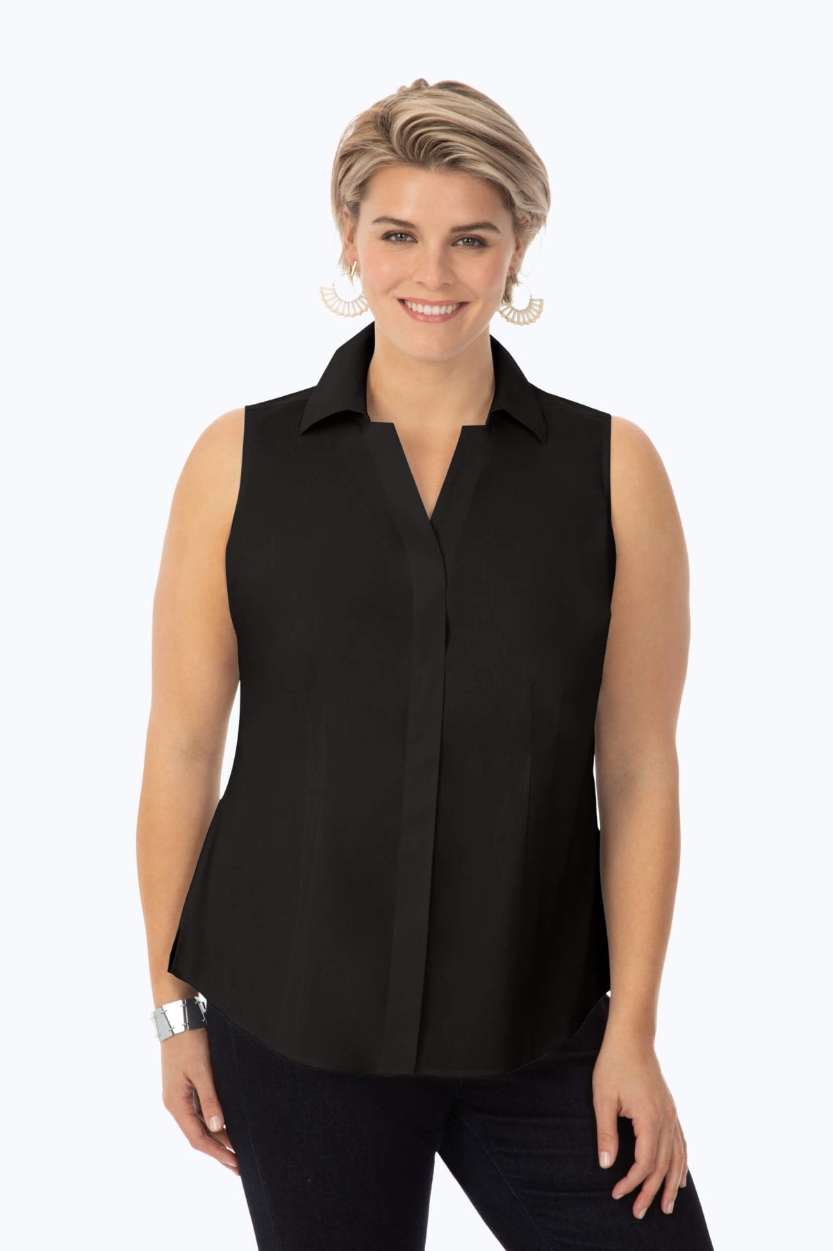 Taylor Plus Essential Stretch No Iron Sleeveless Shirt