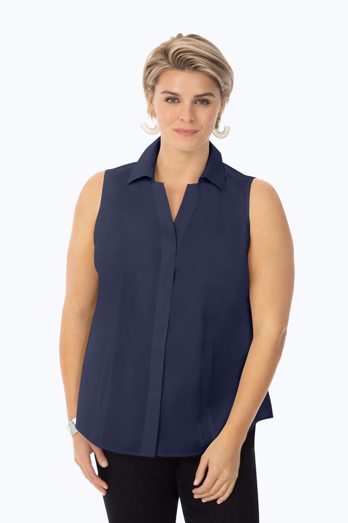 Taylor Plus Essential Stretch No Iron Sleeveless Shirt