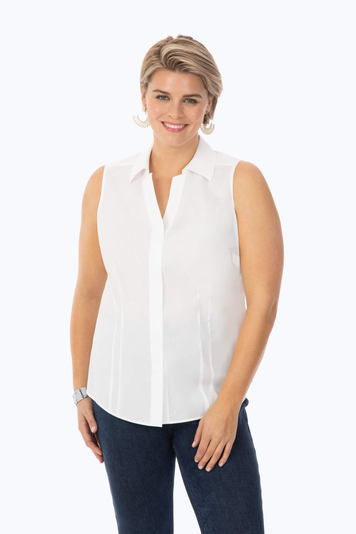 Taylor Plus Essential Stretch No Iron Sleeveless Shirt