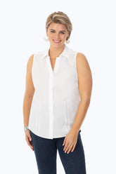 Taylor Plus Essential Stretch Non-Iron Sleeveless Shirt #color_white