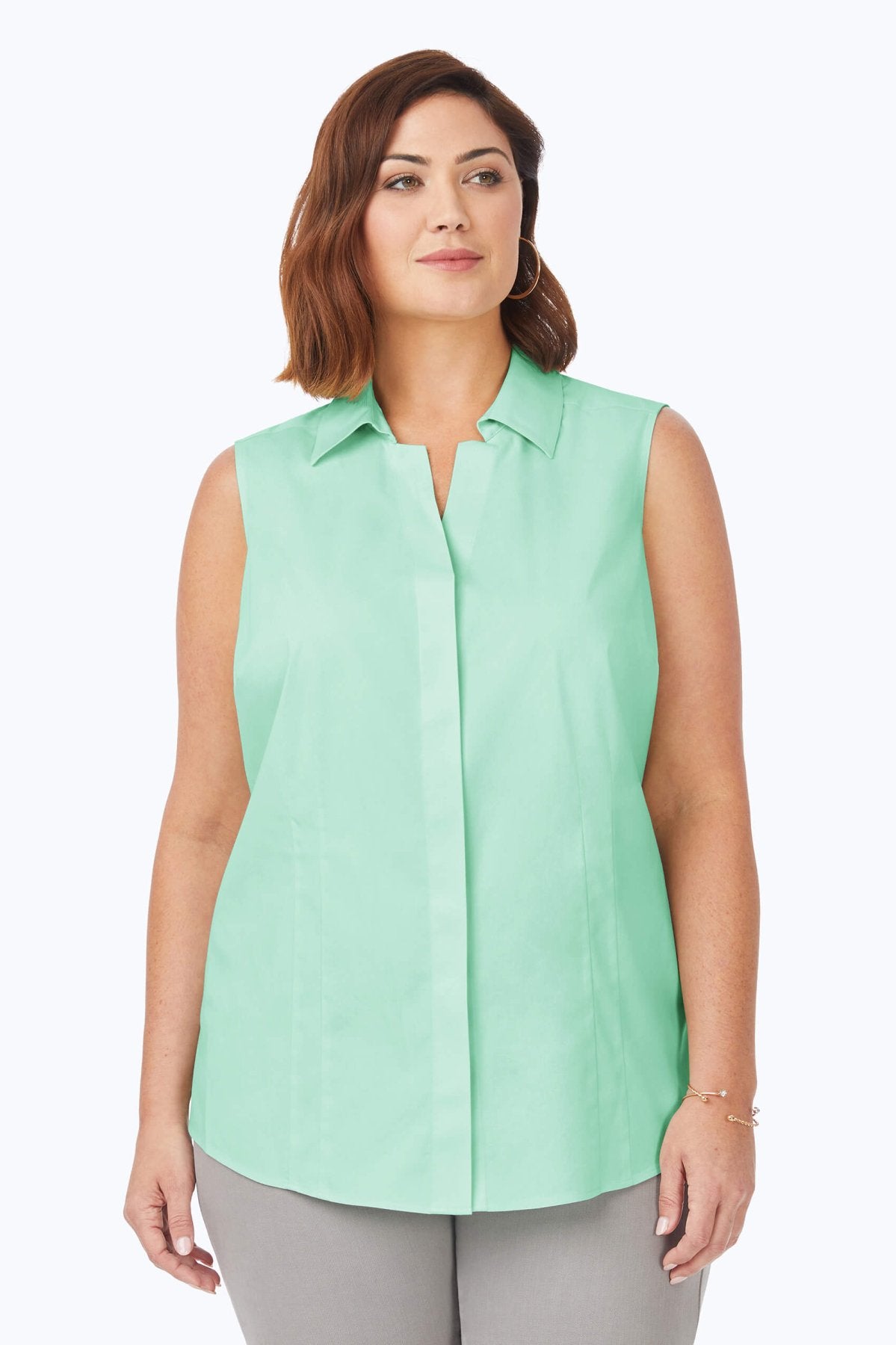 Taylor Plus Essential Stretch No Iron Sleeveless Shirt