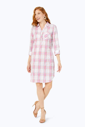 Crinkle Airy Plaid Dress