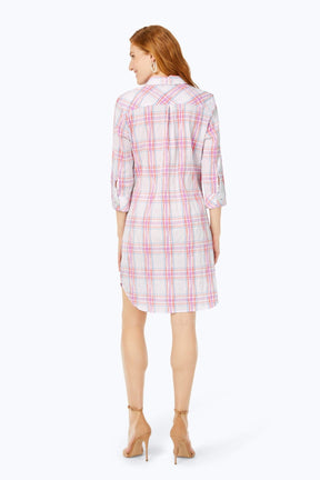 Crinkle Airy Plaid Dress