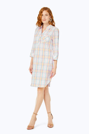 Crinkle Airy Plaid Dress