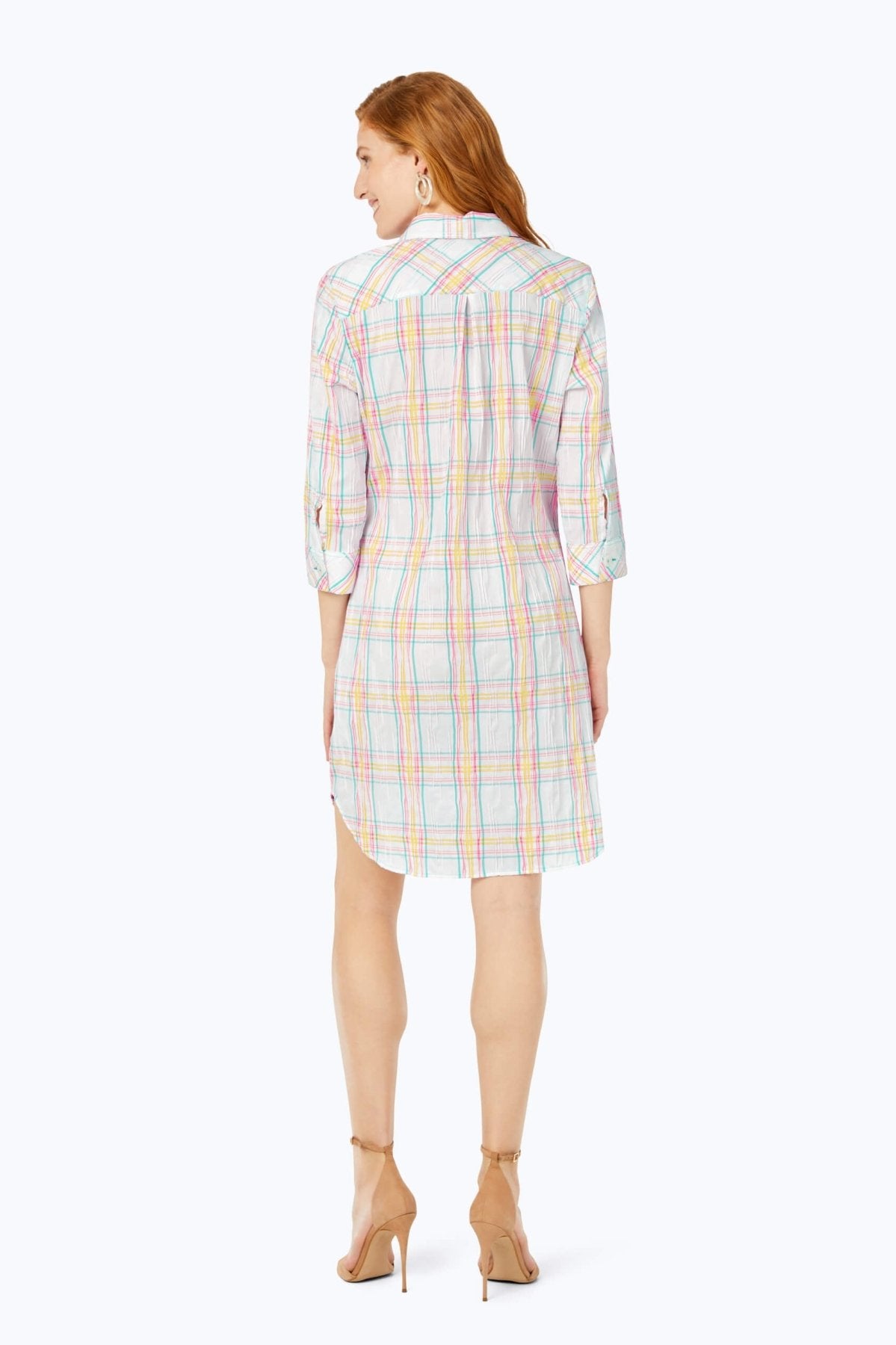 Crinkle Airy Plaid Dress