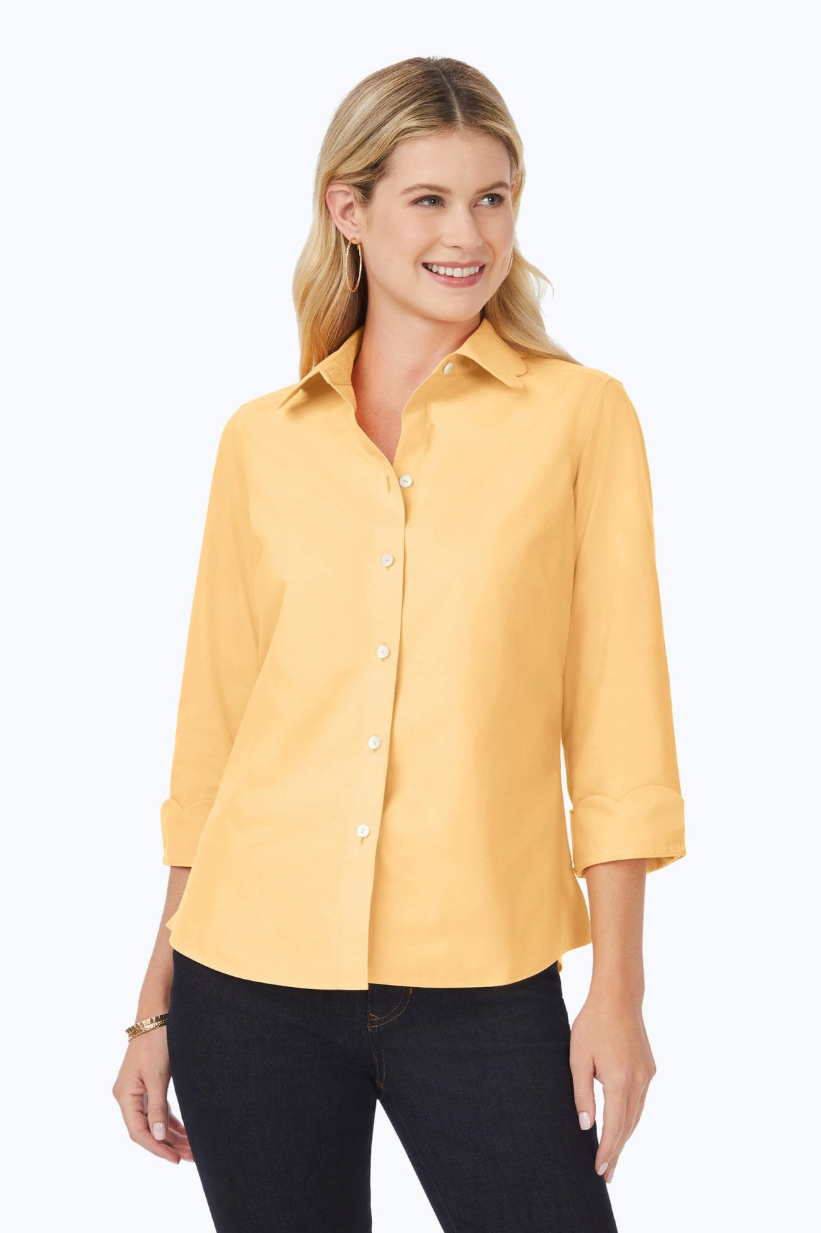 Gwen Pinpoint Non-Iron Scallop Shirt