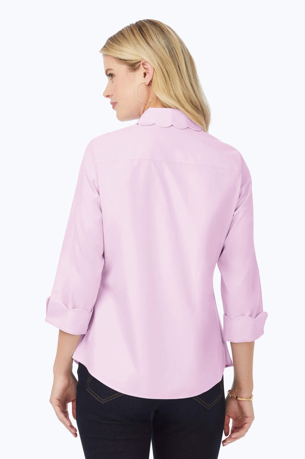 Gwen Pinpoint Non-Iron Scallop Shirt #color_lilac bloom