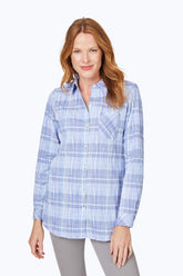 Germaine Purely Plaid Crinkle Tunic #color_iris bloom purely plaid crinkle