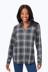 Rhea Plaid Perfection Shirt #color_black plaid perfection