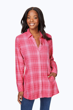 Cici Long Sleeve Plaid Perfection Tunic