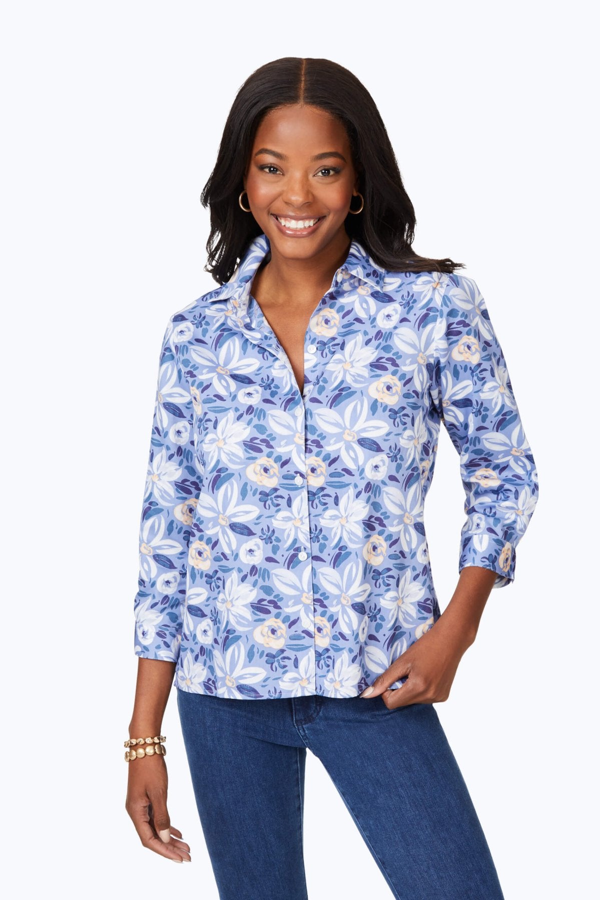 Brushstroke Blossom No Iron Shirt