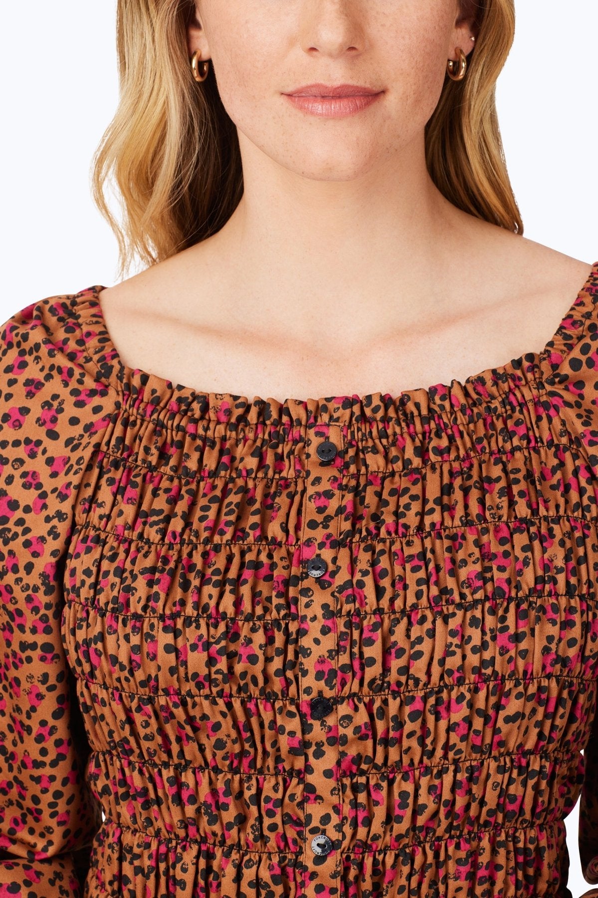 Smocked Wild Cheetah Blouse