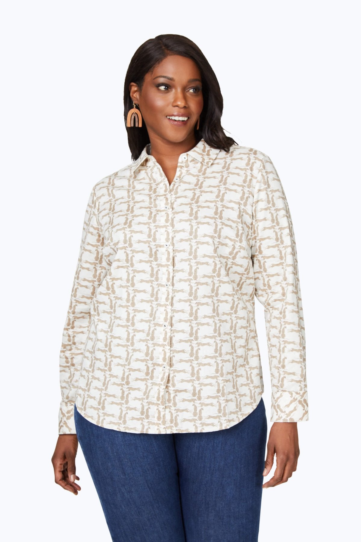 Davis Plus Non-Iron Leopard Lattice Shirt