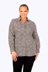 Plus Luxe Leopard Non-Iron Tunic #color_dark chocolate luxe leopard