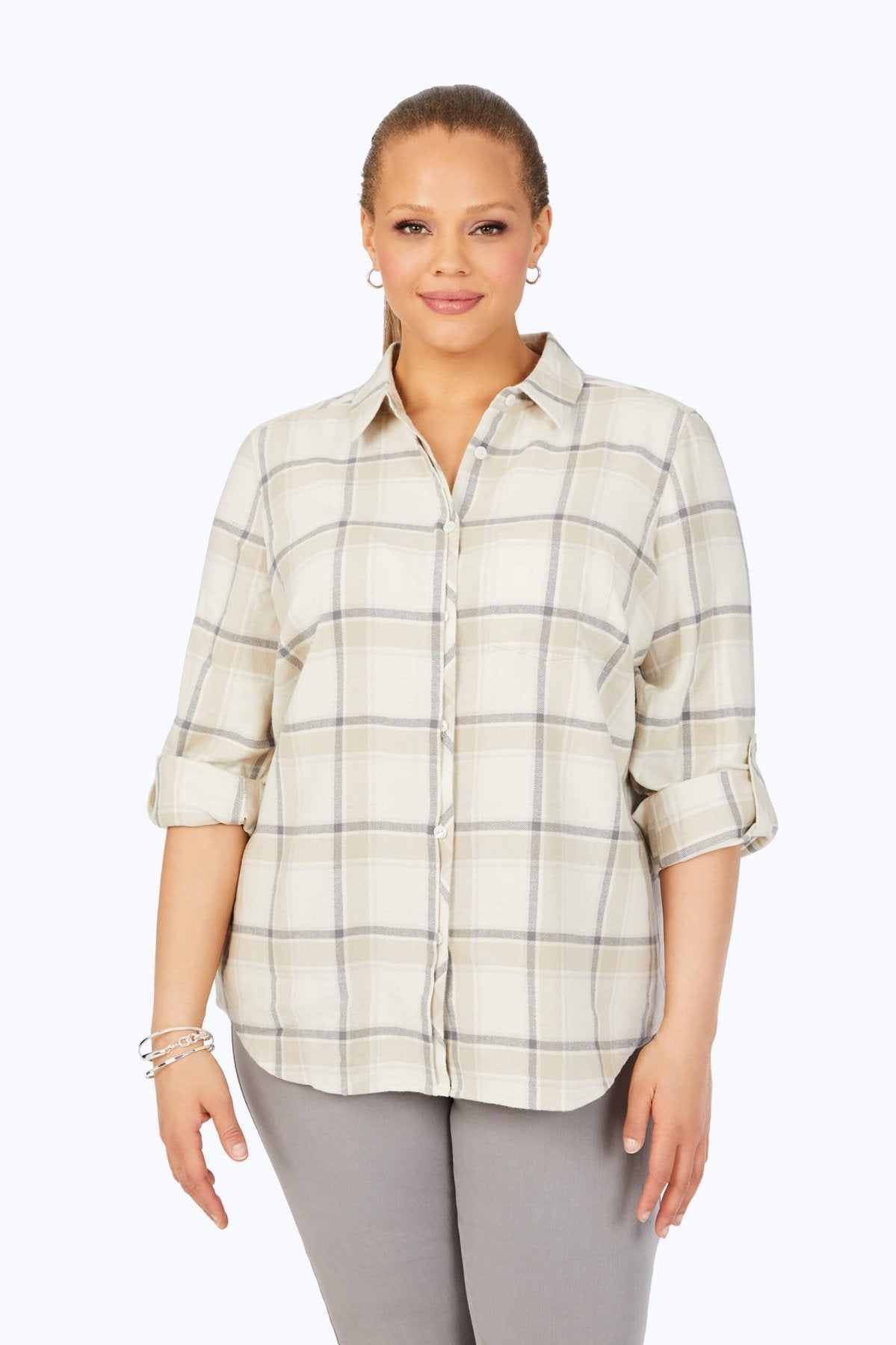 Charlie Plus Frost Plaid 3/4 Sleeve Shirt