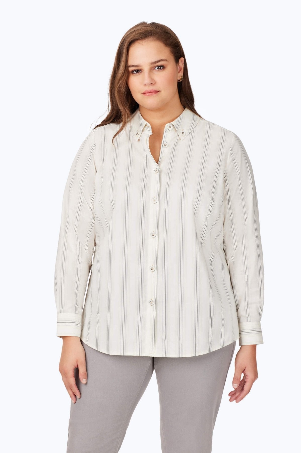 Plus Chic Stripe No Iron Shirt