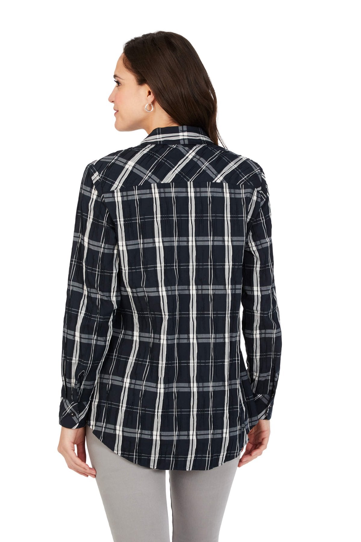 Faith Black Windowpane Crinkle Tunic