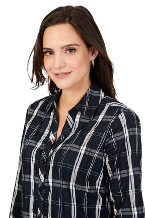 Faith Black Windowpane Crinkle Tunic