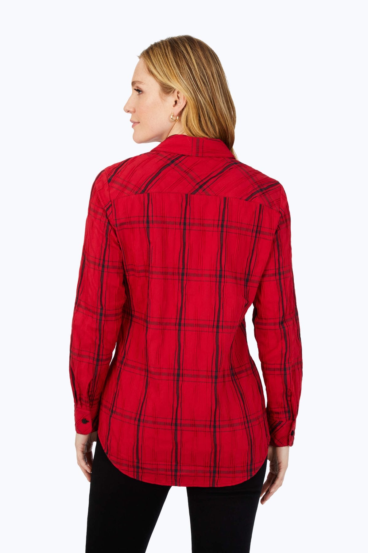 Faith Red Windowpane Crinkle Tunic