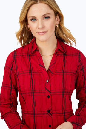 Faith Red Windowpane Crinkle Tunic