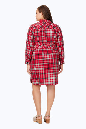 Plus Holiday Plaid No Iron Dress