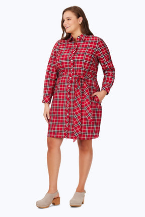 Plus Holiday Plaid No Iron Dress