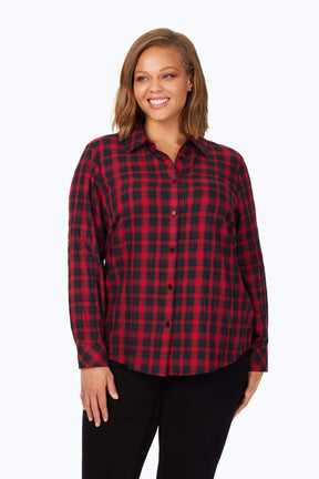 Rhea Plus Brushed Scotch Plaid Shirt