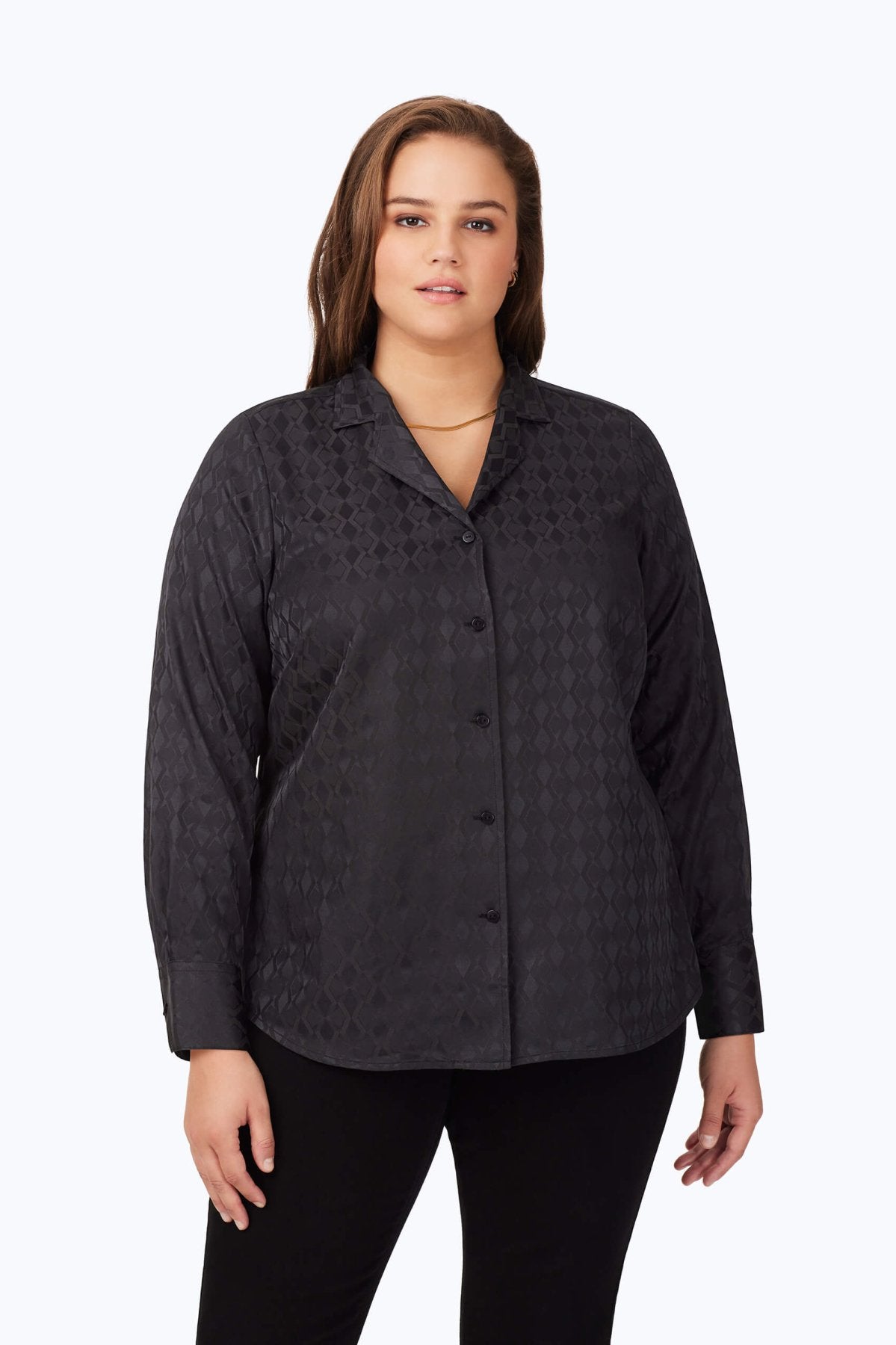 Monica Plus Geo Jacquard Long Sleeve Shirt